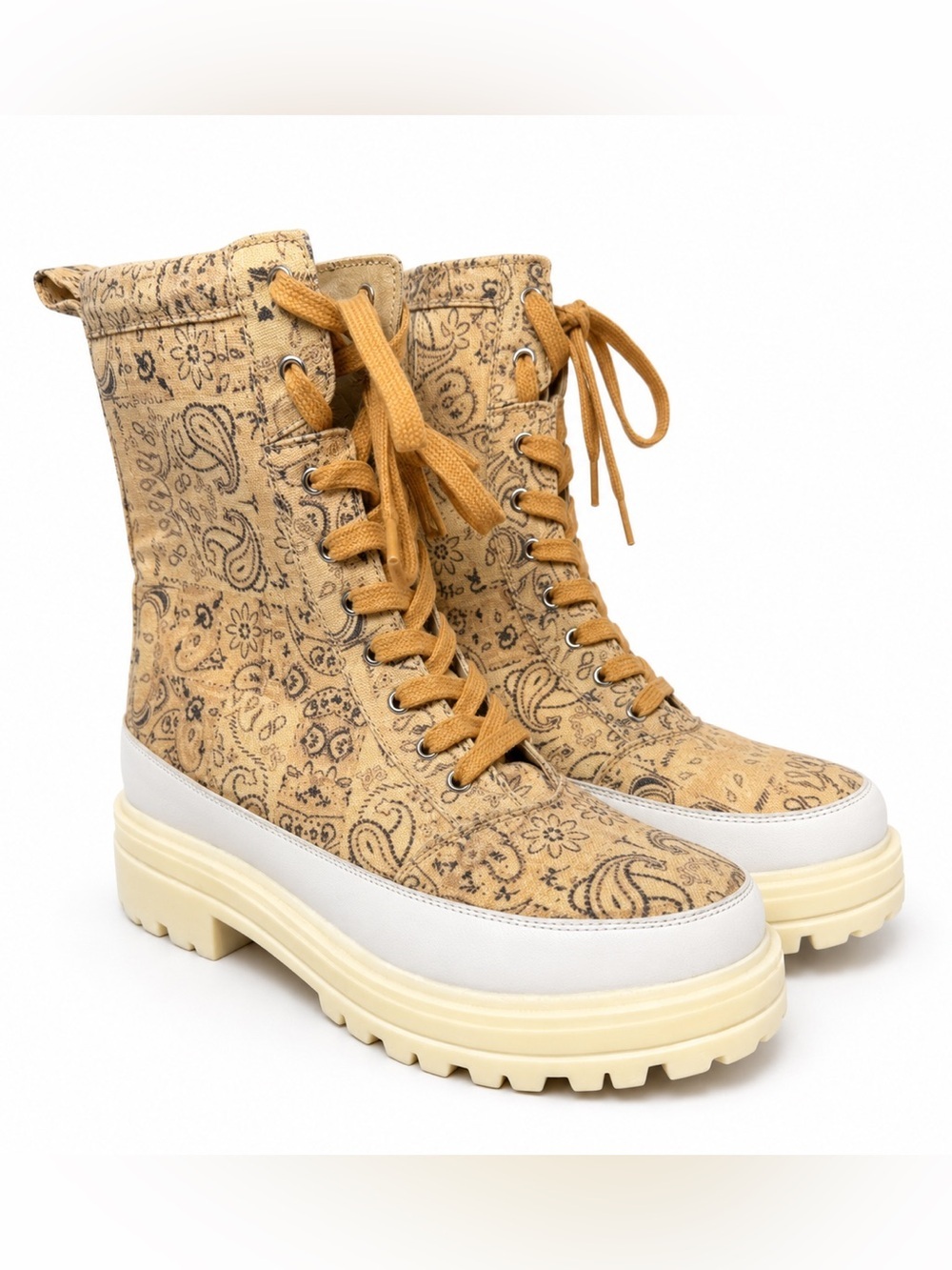 Free People Feels Good To Be Lost Lug Sole Hiker Boots Paisley 6.5 EU 37